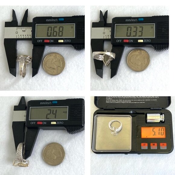 Sterling Silver 925 BBJ Marquise Faceted Yellow CZ & Clear Spinel Accent Ring - Picture 10 of 16